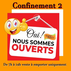 Nous vous accueillons pour la vente à emporter